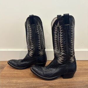 Vintage black leather cowboy boots